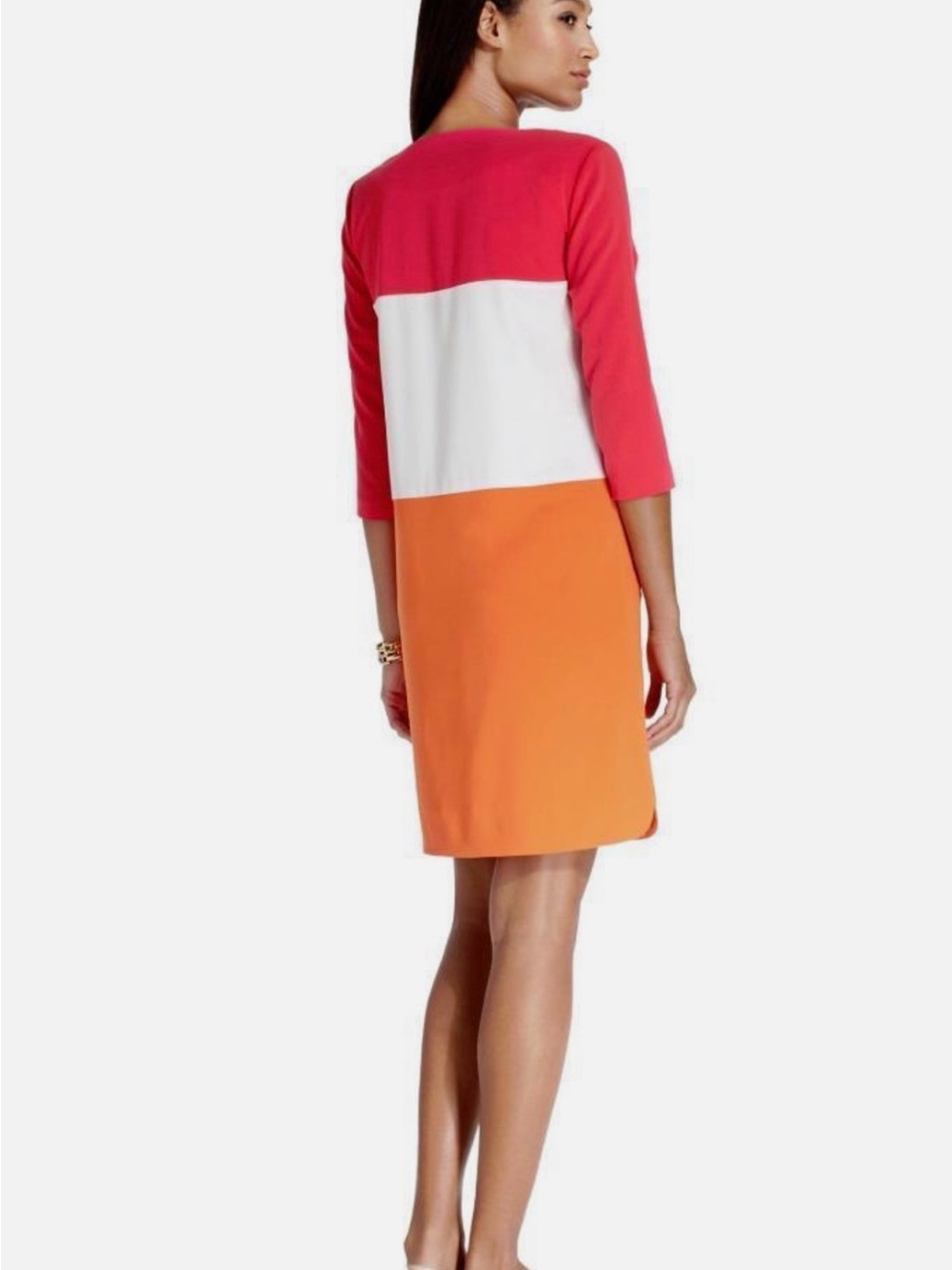 Tommy Hilfiger Coral, White & Orange Colorblock Mini Dress